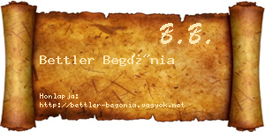 Bettler Begónia névjegykártya